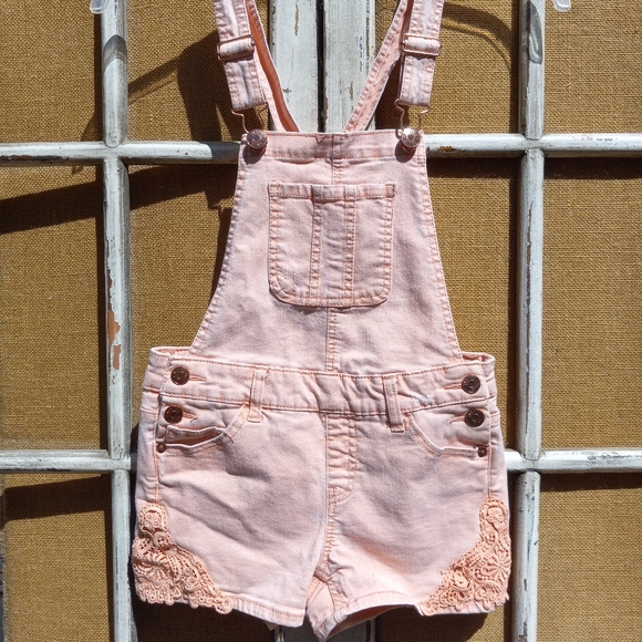 Justice Other - Girls Peach Jean Overalls 12